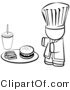 Vector of Chef Serving Fast Food - Coloring Page Outlined Art by Leo Blanchette