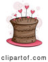 Vector of Chocolate Cake with Heart Pins by BNP Design Studio