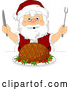 Vector of Christmas Santa Claus Ready to Carve a Ham by BNP Design Studio