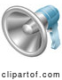 Vector of Chrome and Blue Hand Held Megaphone by AtStockIllustration