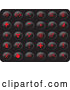 Vector of Collection of Red Misc Button Icons on a Black Background by Rasmussen Images