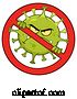 Vector of Coronavirus Mascot Character in a Prohibited Symbol by Hit Toon