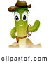 Vector of Cowboy Cactus Character Waving by BNP Design Studio