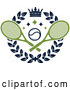 Vector of Crown and Laurel Wreath with a Tennis Ball and Crossed Rackets by Vector Tradition SM