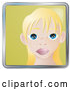 Vector of Cute Blond Girl with Big Blue Eyes and Freckles by AtStockIllustration