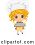 Vector of Cute Blond Toddler Chef Girl Holding a Baking Sheet by BNP Design Studio
