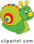 Vector of Cute Green Toy Snail with a Colorful Shell by Alex Bannykh