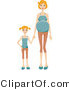 Vector of Daughter Holding Hands with Her Pregnant Mom by BNP Design Studio