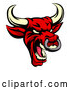 Vector of Demonic Roaring Red Bull Mascot Head by AtStockIllustration