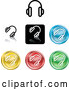 Vector of Different Colored Headphone Icons - Template Button Collection by AtStockIllustration
