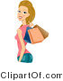 Vector of Dirty Blond Girl Holding Shopping Bags over Her Shoulder by BNP Design Studio