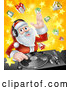 Vector of DJ Santa Mixing Christmas Music on Turntable by AtStockIllustration