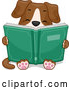 Vector of Dog Sitting and Reading a Book by BNP Design Studio
