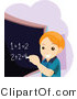 Vector of Educated School Boy Doing Math Equations on a Chalk Board by BNP Design Studio