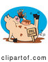 Vector of Fat, Hugry Pig Chowing down on Ribs and Bbq Sauce by Andy Nortnik