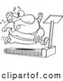Vector of Fat Santa Running on a Treadmill - Outlined Version by Toonaday