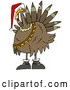 Vector of Festive Turkey Bird in a Santa Hat, Boots and Jingle Bells by Djart