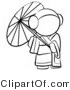 Vector of Geisha Woman Strolling with a Parasol - Coloring Page Outlined Art by Leo Blanchette