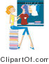 Vector of Girl Hanging Clean Laundry in a Closet by BNP Design Studio