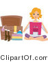 Vector of Girl Putting Clothes in a Chest by BNP Design Studio