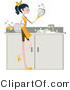 Vector of Girl Washing Dirty Dishes in a Sink by BNP Design Studio