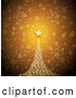 Vector of Golden Star Atop a Sparkly Christmas Tree on a Gold Star Burst Background by Elaineitalia