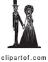 Vector of Gothic Wedding Couple Holding Hands Black and White Woodcut 1 by Xunantunich