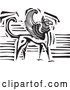 Vector of Griffin Creature - Black and White Woodcut Version by Xunantunich