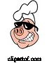 Vector of Grinning Pig Wearing a Chefs Hat and Shades by LaffToon