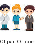 Vector of Group of 3 Happy Children Dressed up As a Doctor, Librarian and a Businessman by BNP Design Studio