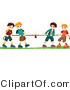 Vector of Group of 4 Young Boys Playing Tug of War Game by BNP Design Studio