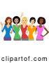 Vector of Group of Happy Diverse Women Wearing Colorful T Shirts by BNP Design Studio