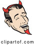 Vector of Guy Wearing Red Horns and a Red Goatee, Laughing Devilishly on Halloween by Andy Nortnik