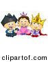 Vector of Halloween Cartoon Toddlers Wearing Pirate, Princess and King Costumes by BNP Design Studio