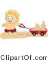 Vector of Happy Baby Boy Pulling Sand Castle in a Cart by BNP Design Studio