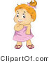 Vector of Happy Baby Girl Wearing Pink Towel and Flip Flops by BNP Design Studio