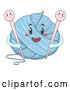Vector of Happy Ball of Yarn Character Holding Hooks by BNP Design Studio