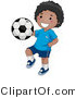 Vector of Happy Black Boy Kneeing Soccer Ball by BNP Design Studio
