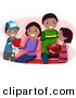 Vector of Happy Black Children Giving Their Parents Valentine's Day Gifts by BNP Design Studio