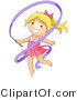 Vector of Happy Blond Gymnast Girl Dancing with Purple Ribbon by BNP Design Studio