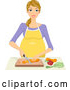 Vector of Happy Blond Pregnant Woman Chopping Veggies by BNP Design Studio
