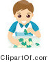 Vector of Happy Boy Assembling a Puzzle by BNP Design Studio