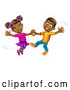 Vector of Happy Cartoon Black Boy and Girl Dancing by AtStockIllustration