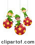 Vector of Happy Cartoon Christmas Elf Kids Sitting on Ornaments by BNP Design Studio
