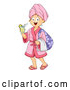 Vector of Happy Cartoon Girl with a Drink and Robe at a Spa by BNP Design Studio