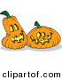 Vector of Happy Cartoon Jackolanterns on Halloween by Toonaday