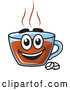 Vector of Happy Cartoon Tea Cup Character with Sugar Cubes by Vector Tradition SM