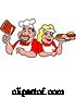 Vector of Happy Cartoon White Chef Couple Holding Ribs and a Plate of Bbq Foods by LaffToon