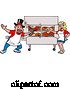 Vector of Happy Cartoon White Magician Chef Guy and Lady Presenting a Bbq Meat Display by LaffToon