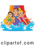 Vector of Happy CartoonKChildren Going down a Water Park Slide by Visekart
